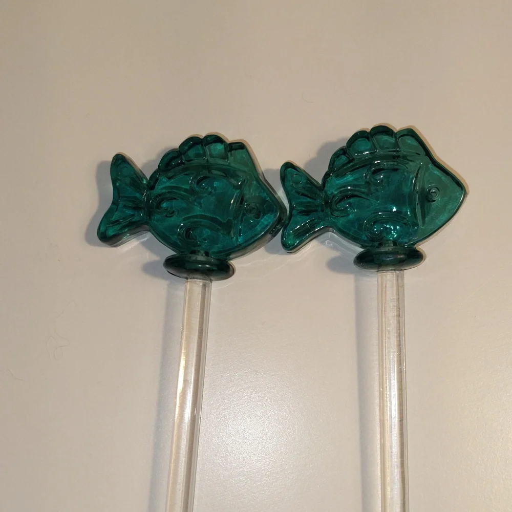 Fish Stir Swizzle Sticks Tropical Drinks Party Barware Party Translucent Acrylic